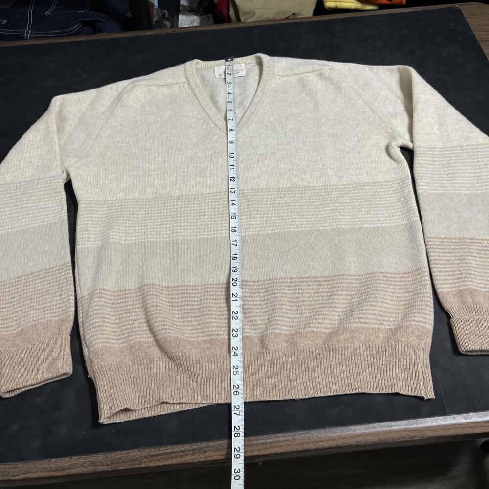 Vintage Lord Jeff Wool Sweater Mens Large Ombre Stripe Merino USA Lambswool 70s - Picture 4 of 6